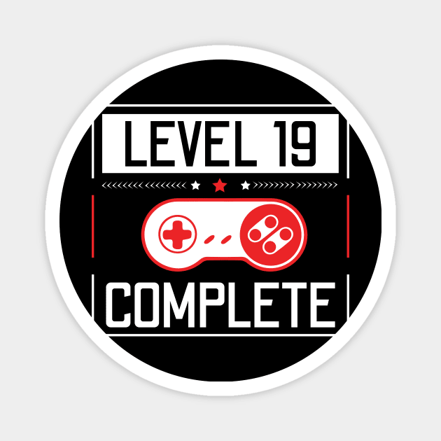 Level 19 Complete 19Th Birthday Year Old Gamer Gift Magnet by moclan